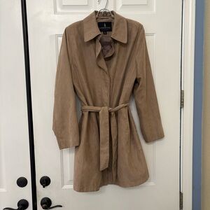 Vintage London Fog Lined Belted Coat Camel Brown Women's PLUS 1X Shoulder Pads